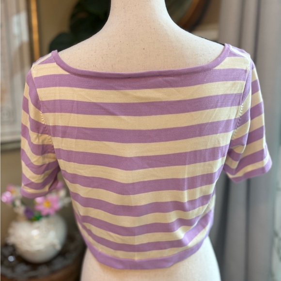 Callahan Lavender and Cream Striped Crop Top - Picture 4 of 7